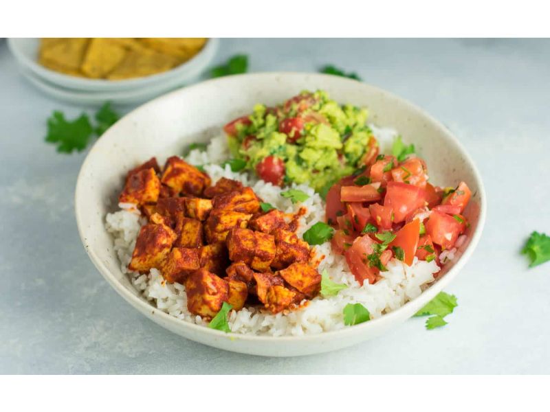 Enchilada Tofu Burrito Bowls Recipe